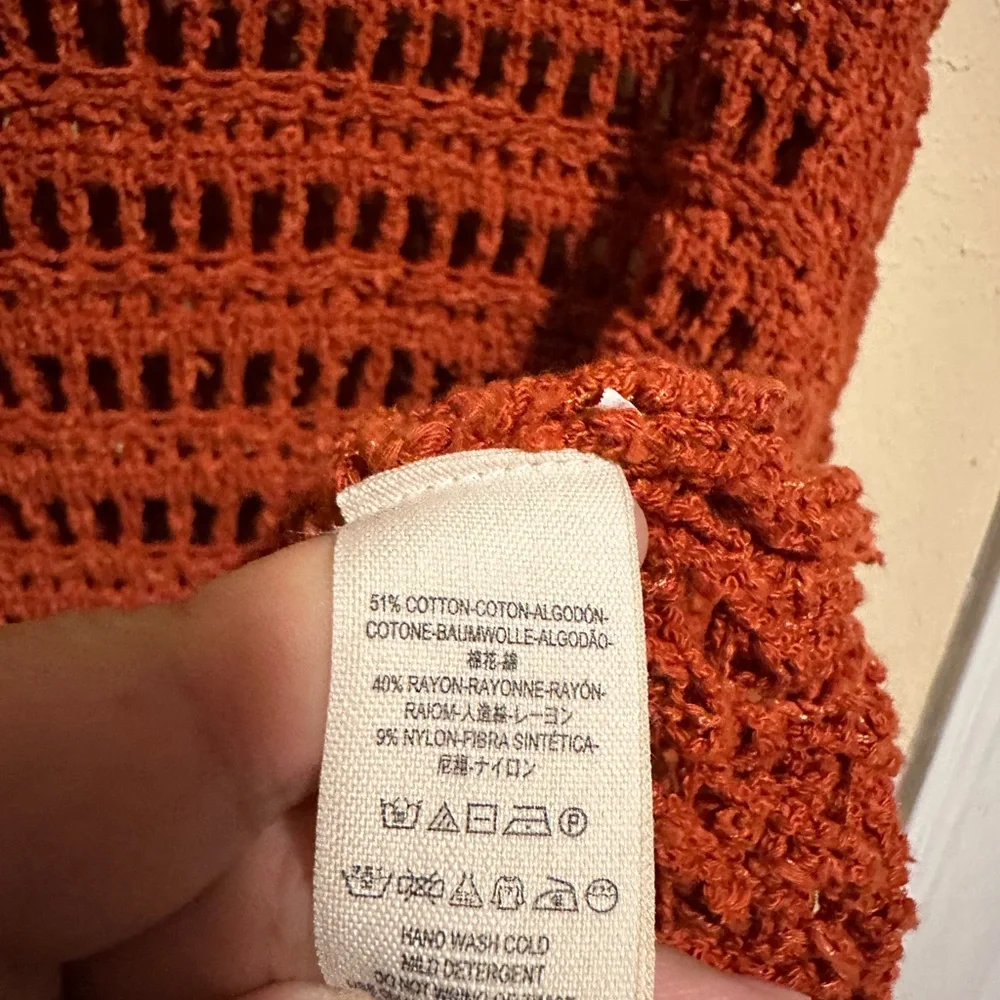 Free People Caught Up Bell Sleeve Crochet Sweater Medium Super‎ Oversized